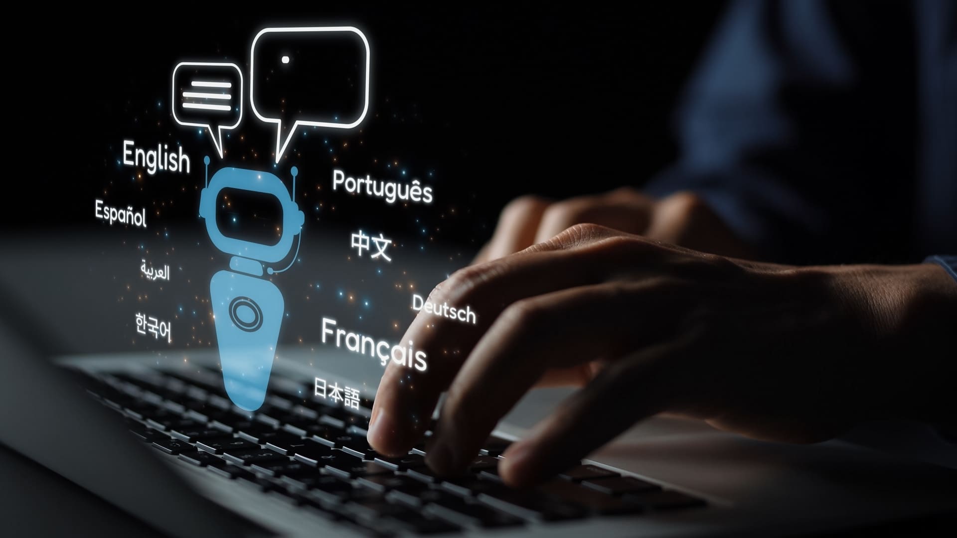Interacción con chatbot de traducción sobre un computador, inteligencia artificial en la enseñanza de idiomas